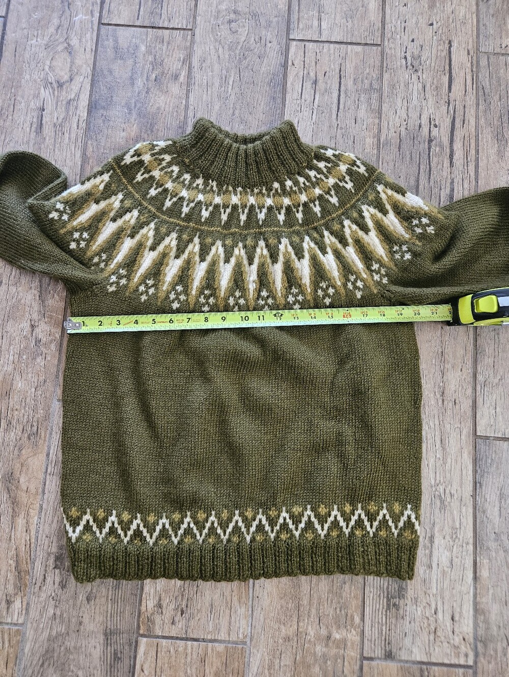 Scondi Navian Handmad Sweater Adult Olive Green Mock Neck Winter Pullover - Picture 2 of 8